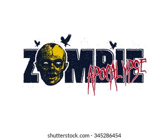 Vector illustration of Cartoon zombie. Hand drawn.
