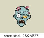 vector illustration of cartoon zombie head