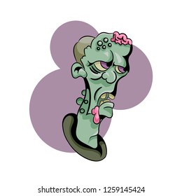 Vector illustration of Cartoon Zombie head. Vector clip art illustration.