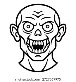 Ilustración vectorial de un contorno de cabeza de zombi de dibujos animados