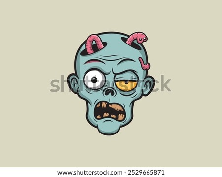 vector illustration of cartoon zombie head