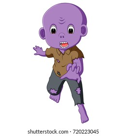 vector illustration of Cartoon zombie isolated on white background