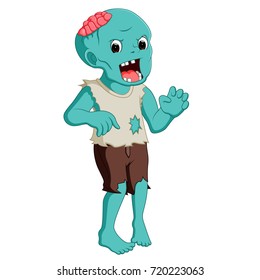 vector illustration of Cartoon zombie isolated on white background