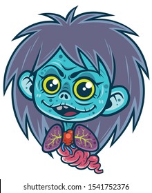 Vector illustration of Cartoon Zombie no body, Krasue, Thai ghost