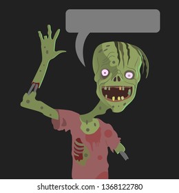 Vector illustration of Cartoon zombie 
Smiles and waves