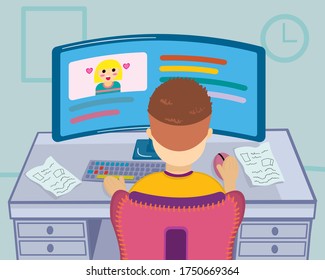 vector illustration of cartoon,business and work, and work form home.