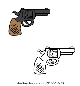vector illustration of cartoons oldstyle guns isolated background