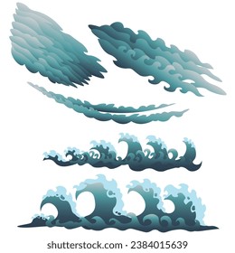 Vector illustration of cartoony sky cloud elements