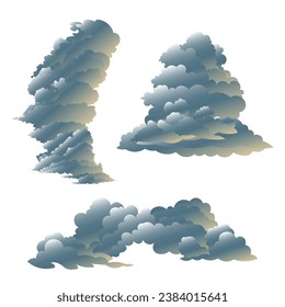 Ilustración vectorial de los elementos de la nube de cielo de caricatura