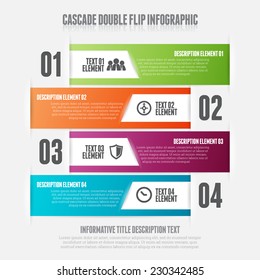 Vector Illustration Of Cascade Double Flip Infographic Design Element.