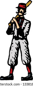 Vector illustration of Casey at the bat