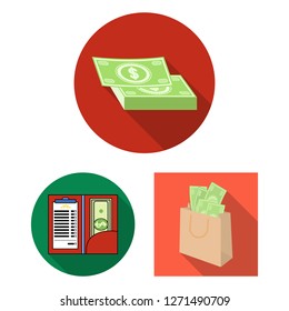 Vector illustration of cash and currency logo. Set of cash and stack stock vector illustration.