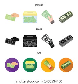 Vector illustration of cash and currency logo. Set of cash and stack stock vector illustration.