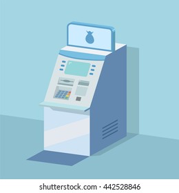 Vector illustration of cash machine;flat,shadow,colored