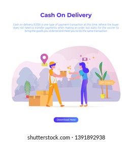 Vector Illustration of cash on delivery (COD) for e-commerce or online market store