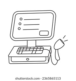 Vector illustration of a cash register. Isolated on white background