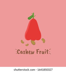 Vector illustration of cashew fruit flat icon