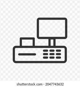Vector illustration of cashier computer icon in dark color and transparent background(png).