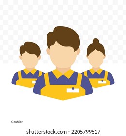 Vector illustration of cashier team Avatar in color on a transparent background (PNG). EPS Vector