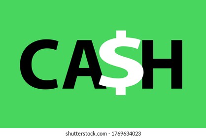 Vector Illustration of "Cash"Title in a Green Background.