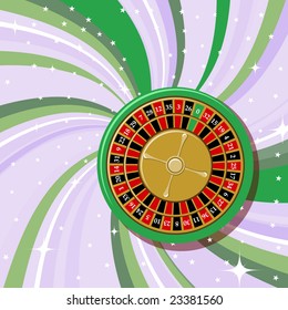 Vector illustration of casino roulette on the beautifull shiny background.