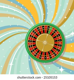 Vector illustration of casino roulette on the beautiful shiny background.