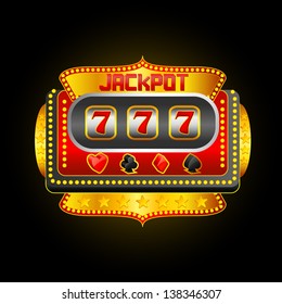 vector illustration of casino slot machine showing jackpot