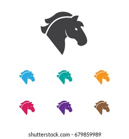 Vector Illustration Of Casino Symbol On Horse Icon. Premium Quality Isolated Stallion Element In Trendy Flat Style.