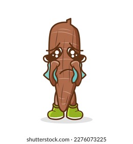 vector illustration of cassava mascot or character crying