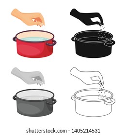 Vector illustration of casserole and water logo. Collection of casserole and arm vector icon for stock.
