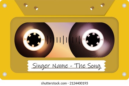 Ilustración vectorial aislada en un fondo blanco para el diseño.Una cinta de audio para una grabadora de cinta y otros dispositivos de reproducción. Música y sonido de estilo retro