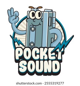 Vector Illustration of Cassette Mascot with Retro Mascot Illustration Available for Logo Badge