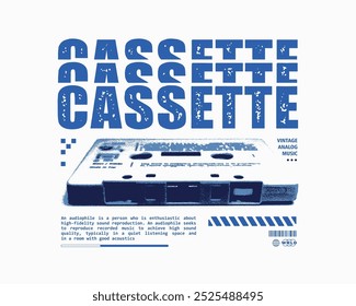 Vector illustration of cassette with slogan artwork, retro and modern, streetwear graphic design for t-shirt print design template.