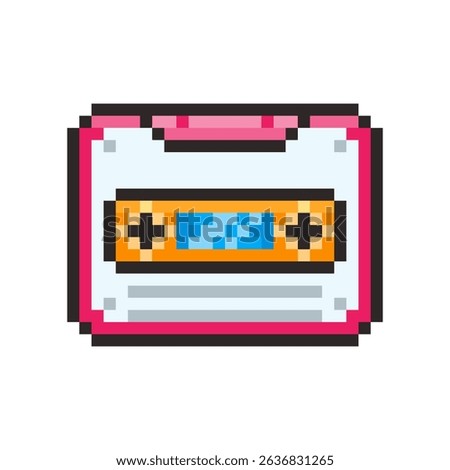 Vector Illustration of Cassette Tape with Pixel Art Design, perfect for game assets themed designs