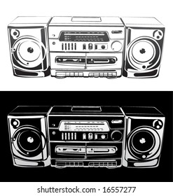 vector illustration cassette tape recorder with radio