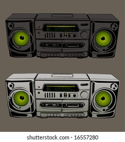 vector illustration cassette tape recorder with radio