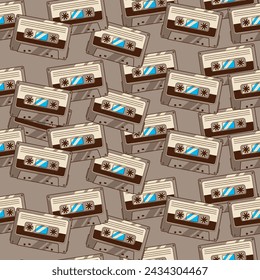 Vector Illustration of Cassettes with Hand Drawing Style Available for Pattern