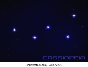Vector illustration of Cassiopeia constellation in blue 
