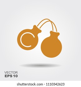 Vector illustration of castanets on gray background. Flat style