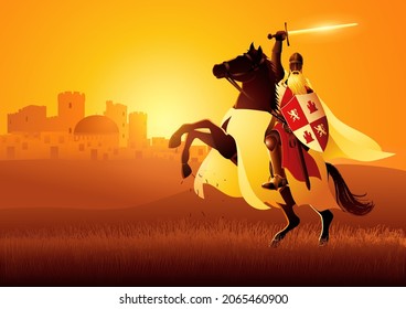 Vector illustration of Castilian knight, Rodrigo Diaz de Vivar or known as El Cid the Campeador a warlord in medieval Spain