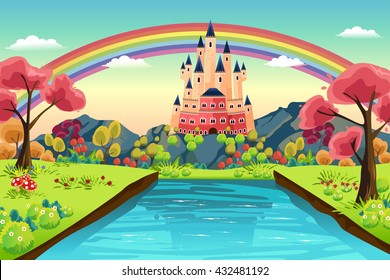 A vector illustration of castle background
