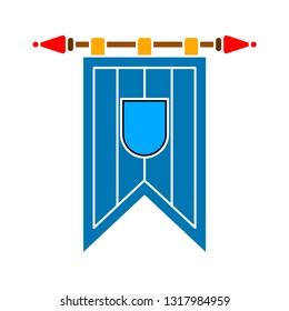 Vector illustration of castle flag - kingdom icon