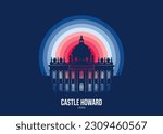 Vector illustration of Castle Howard. Illustration of famous statues and buildingsin moonlight, the color tone of the moonlight is based on the official flag of the country. Vector eps 10.
