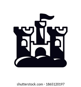 Vector illustration castle icon or logo black color with glyph design style