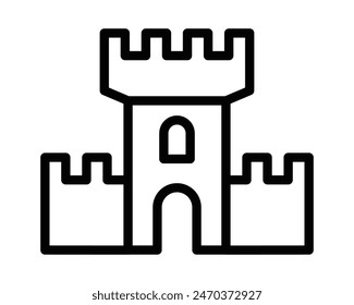 Ilustración vectorial de un ícono de castillo. Perfecto para representar arquitectura, historia y conceptos medievales. Trazo editable.