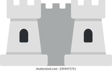 Vector illustration of a castle with large towers. Wall.