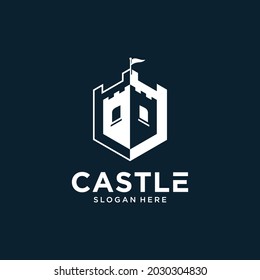 Vector illustration of castle logo design emblem, palace logo, fortress logo, Vector Illustration