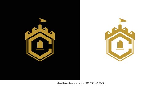 Ilustración vectorial del emblema del logotipo del castillo, logotipo del palacio, logotipo de la fortaleza, Ilustración vectorial