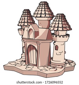 
Vector illustration of a castle in pink colors.