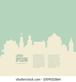 Vector illustration of a castle with place for your text. Template for real estate banner. Ancient city with towers and walls - medieval design element.